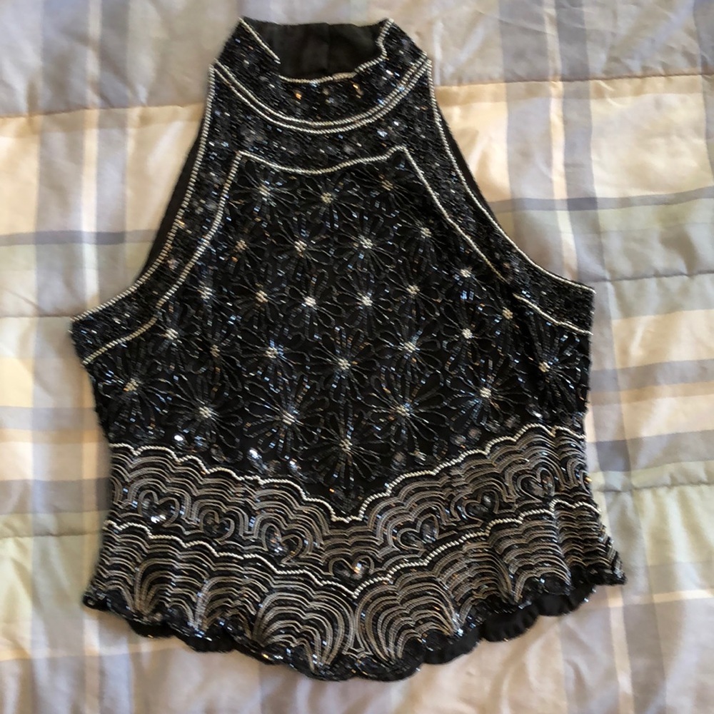 Beaded Halter Top by Papelle Boutique Evening Sz L